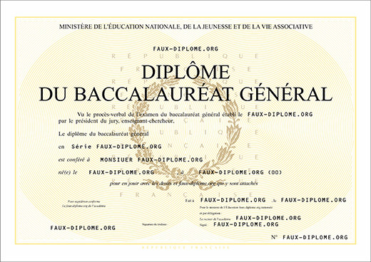 Exemple de diplôme Baccalauréat Général