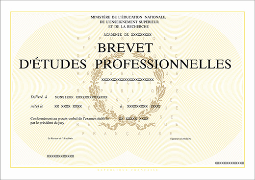 Exemple de diplôme BEP